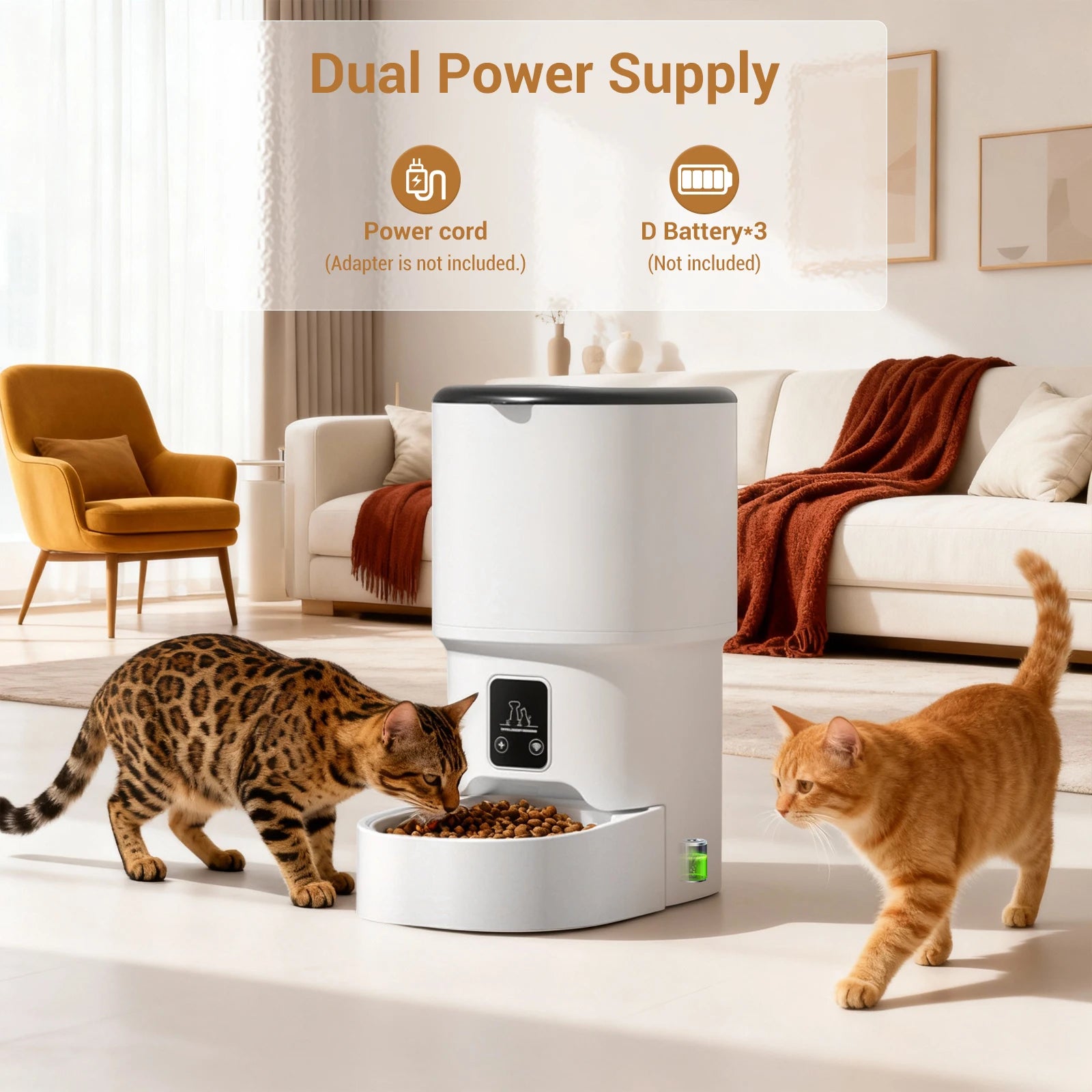 Programmable 4L Automatic Pet Feeder for Small Dogs Cats, up to 6 Meals Daily, Timer/Portion Control, Pet Feeding Food Dispenser